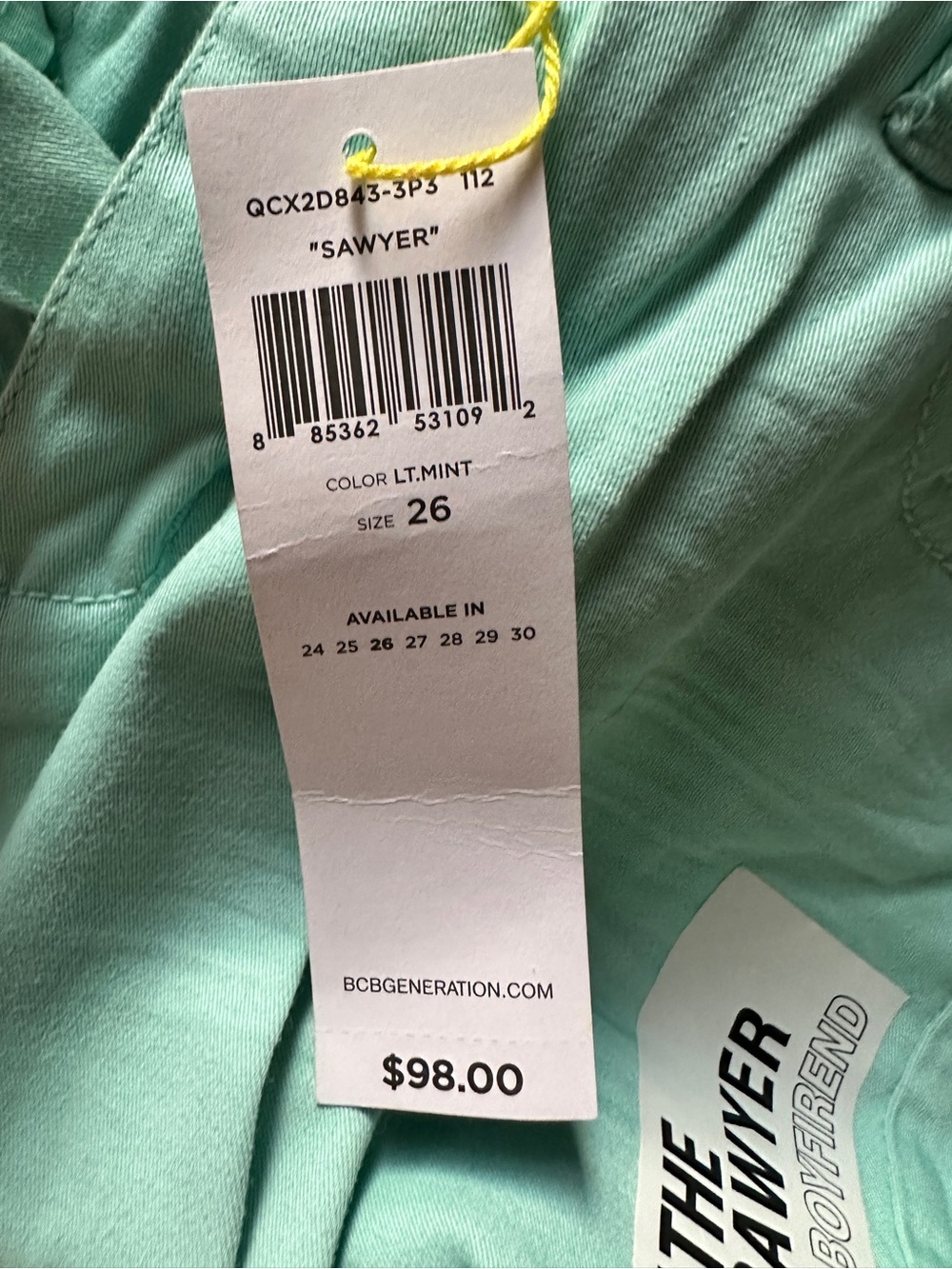 NWT BCBGeneration Womens The Sawyer My Boyfriend Light Mint Vintage Flare Jeans - Picture 5 of 11